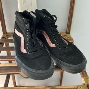 Vans Off The Wall Women's Size 8 High Top Black Rose Gold Skate Shoes